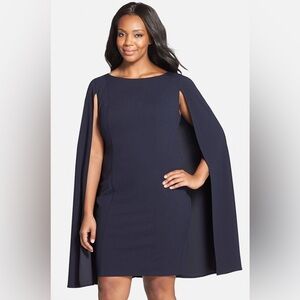 Adrianna Papell Navy Cape Dress